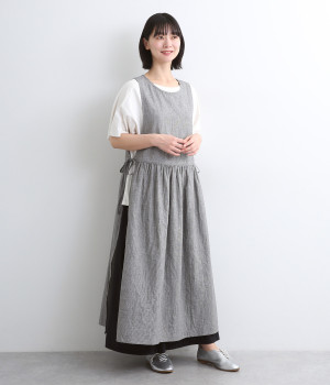 コットンリネンエプロンワンピース