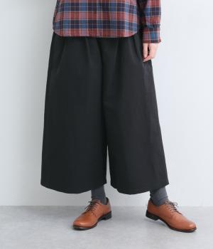 コットンリネンナイロンガウチョパンツ(ブラック-F)