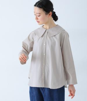 BIGカラーフレアーコットンブラウス