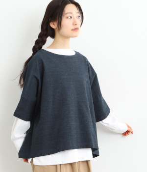 コットン手織藍染リラックスプルオーバー