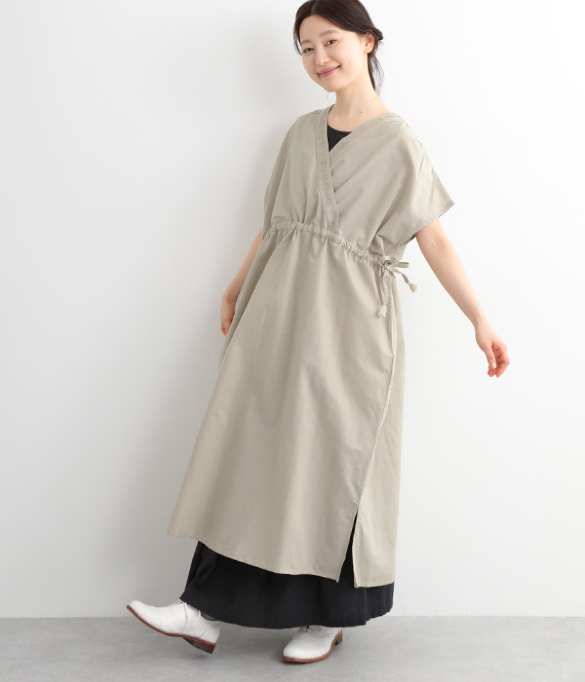 Hannoh Wessel カシュクールワンピース リネンコットンワークカシュクールワンピース（sisam）の商品詳細