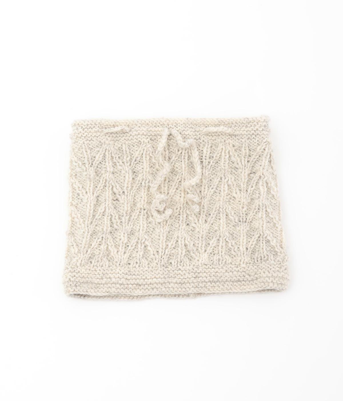 手編みウール木漏れ日2wayネックウォーマー(グレイッシュホワイト-ONESIZE)