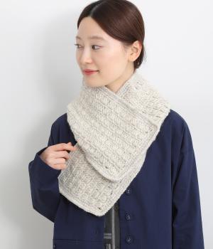 手編みウールボタン2wayマフラー