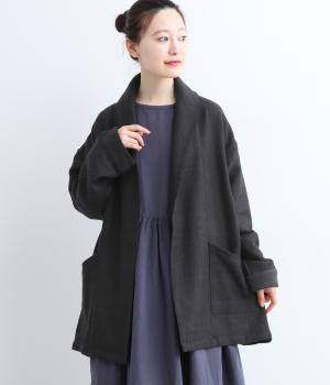 手織メリノウールショールカラーコート