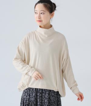 オーガニックコットンバルーンハイネックギャザートップス