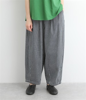 デニムドサーカスパンツ(クロップド丈)(ヒッコリーネイビー-S)