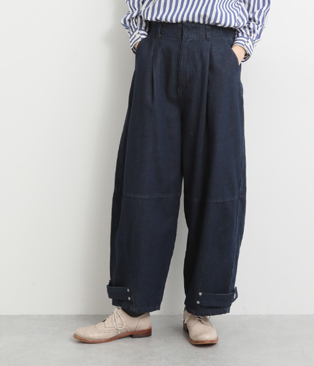 デニムバナナワイドパンツ(ワンウォッシュネイビー-M)
