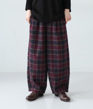 ライトメルトンサーカスパンツ(ネイビーレッドタータン-LL)
