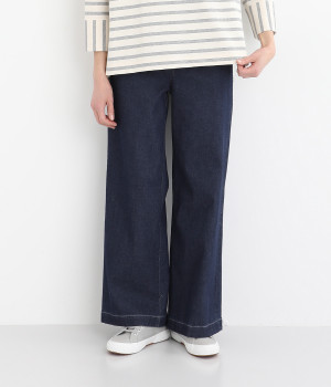 AIRジョグデニムウエストリブワイドパンツ(ワンウォッシュ-M)