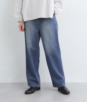 カルゼデニムサイド切替パンツ(ネイビー-L)