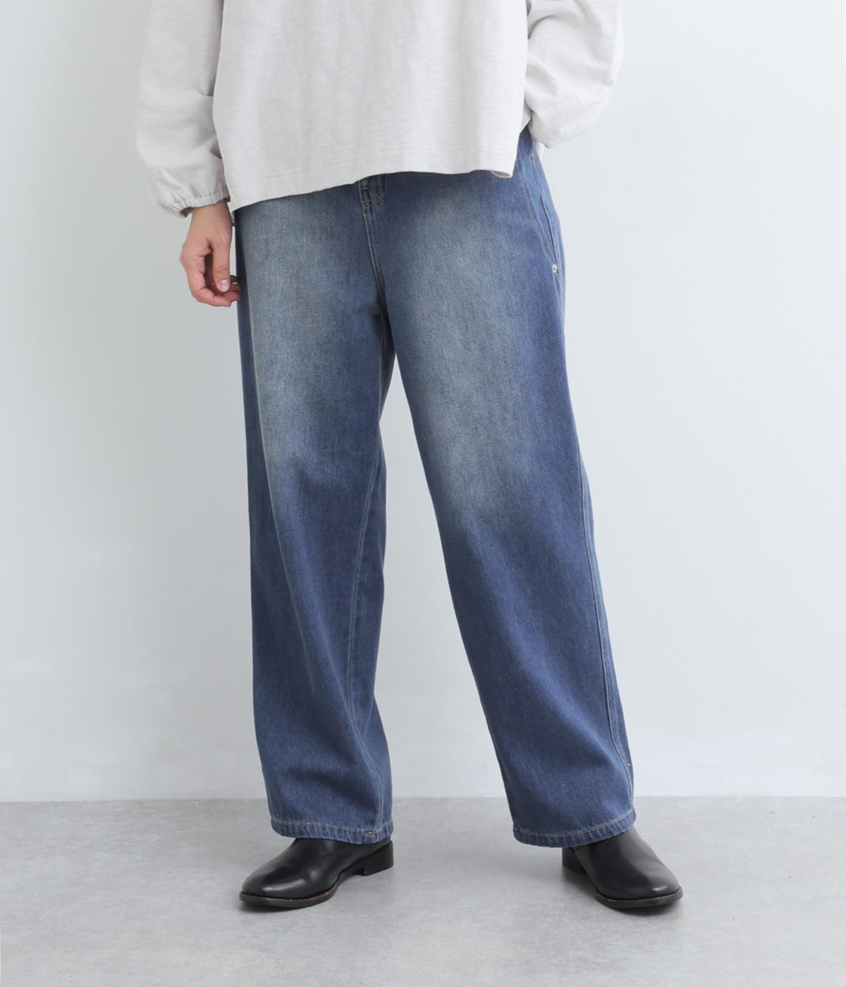 カルゼデニムサイド切替パンツ(ネイビー-S)