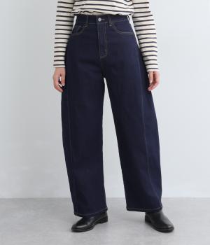 デニムサイドパネルワイドパンツ(ワンウォッシュ-L)