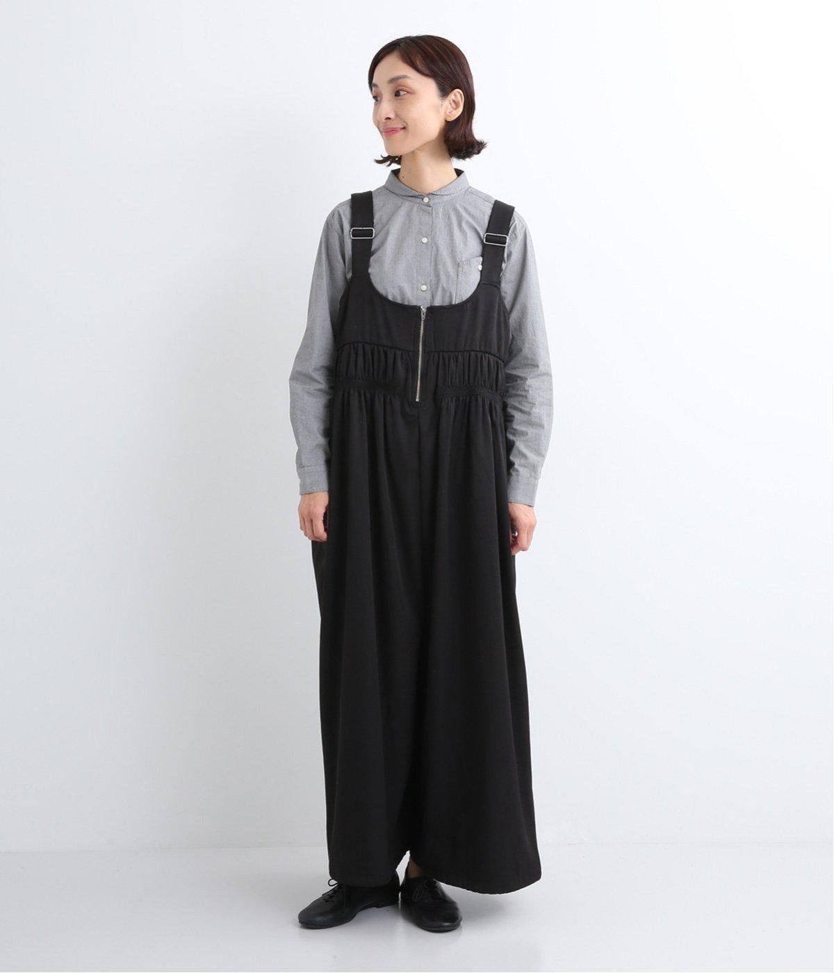 シャーリングサロペット(ブラック-L)