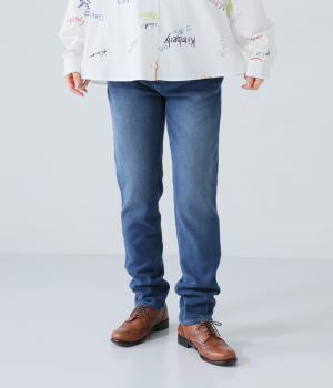 発熱裏シャギーニットデニムスキニーパンツ