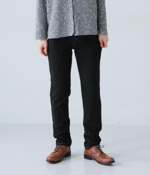 発熱裏シャギーニットデニムスキニーパンツ(ウォッシュブラック-M)