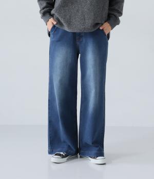 裏起毛デニムワイドパンツ