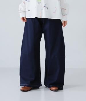 裏起毛ワイドカーブパンツ(ワンウォッシュ-L)