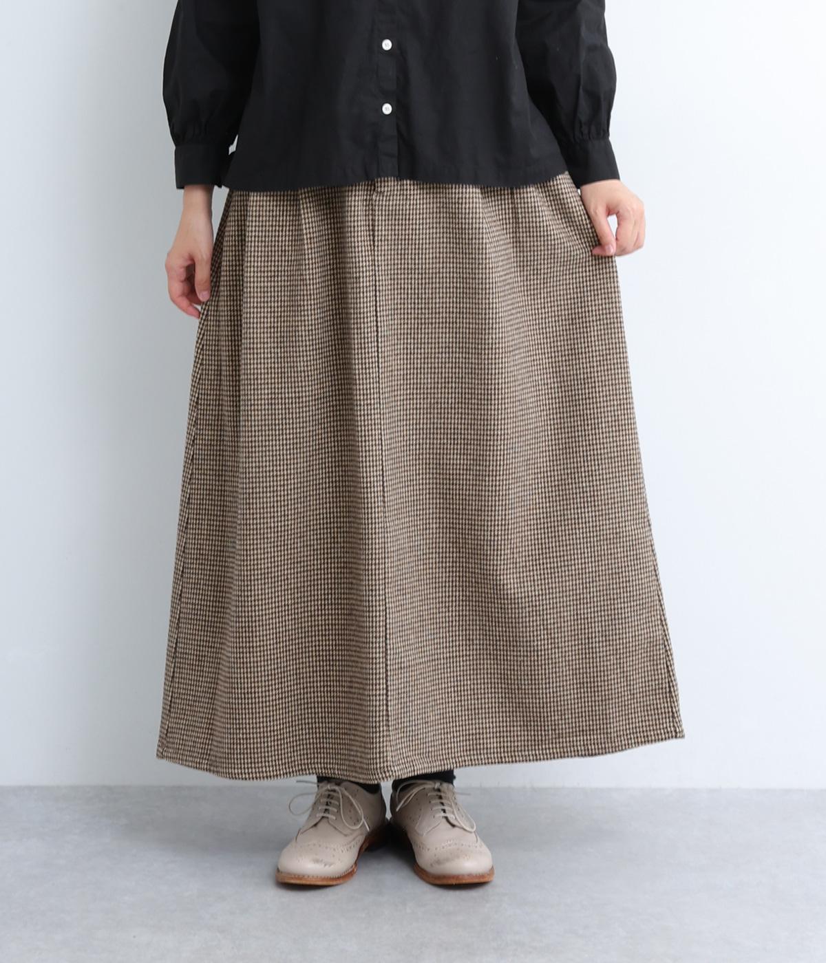 ライトメルトンフレアスカート(ブラウン千鳥-S)