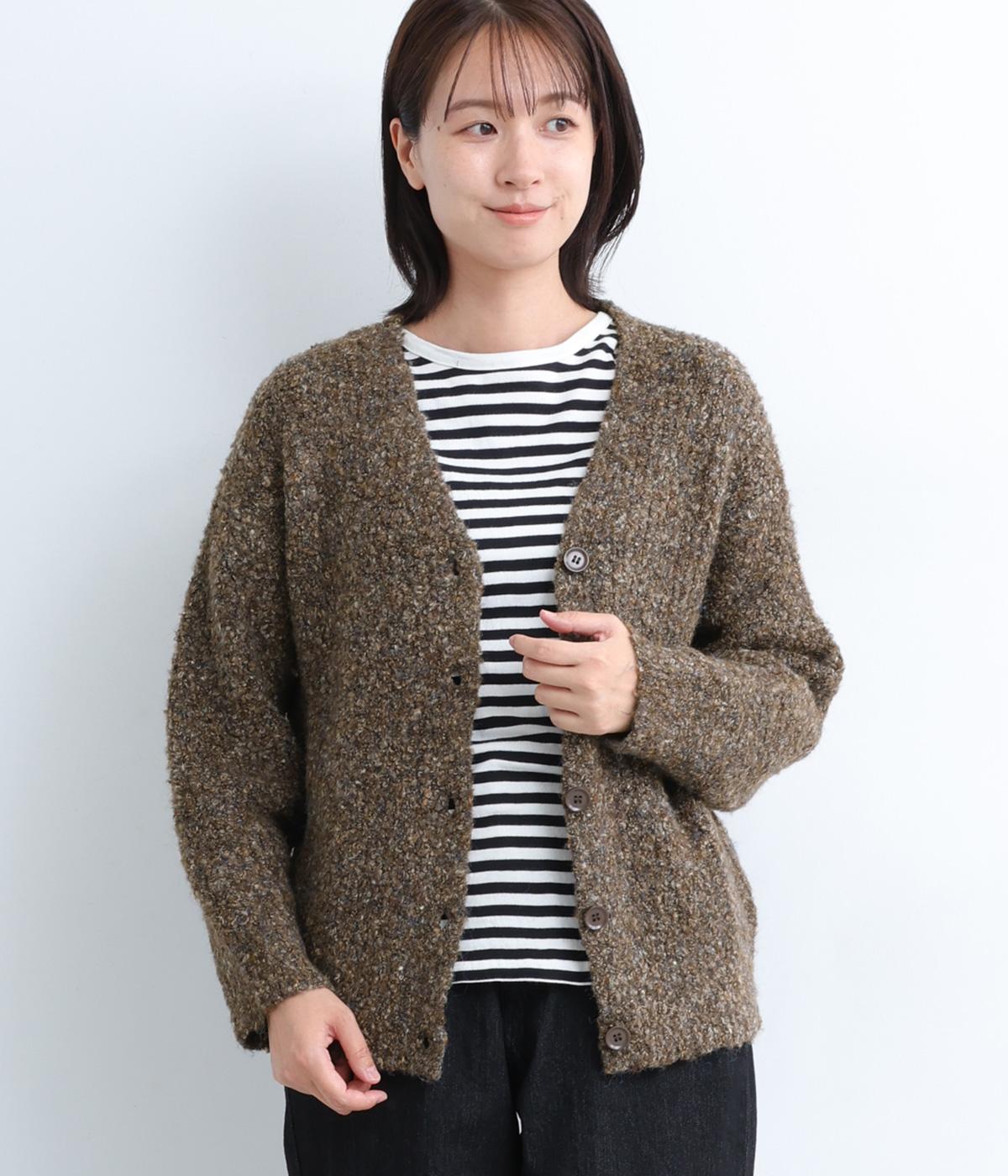メランジニットカーディガン(ブラウン-M)