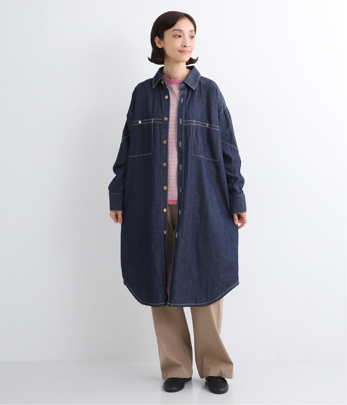 デニムネオパーロングシャツ(ワンウォッシュネイビー-L)