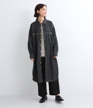 デニムネオパーロングシャツ(ワンウォッシュブラック-L)