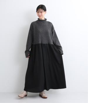 ニットドッキングワンピース(チャコール-S)