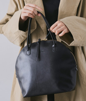 ライトレザー　ボストントートバッグ(ブラック-ONESIZE)