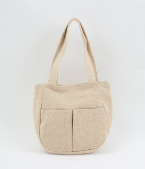 ブラッシュドリネン　スモールラウンドトート/E7500(ナチュラル-ONESIZE)