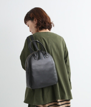 ライトレザー2WAYリュック(ブラック-ONESIZE)