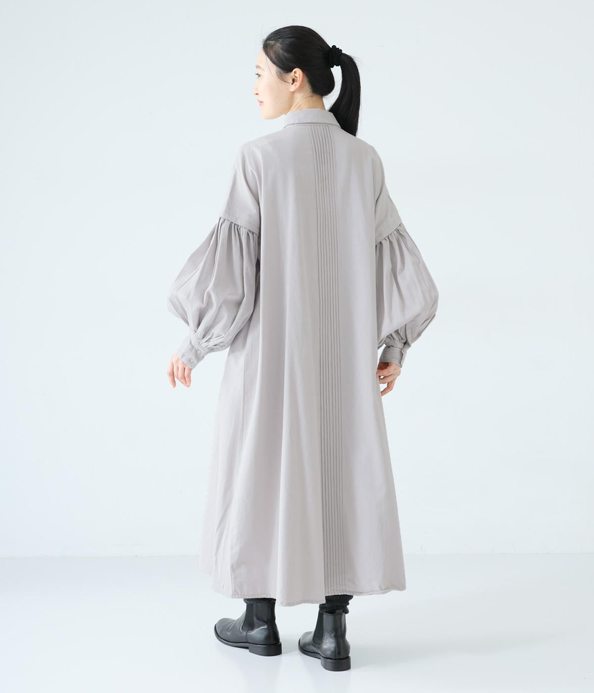 ハイボリュームスリーブワンピース(ライトグレー-F)