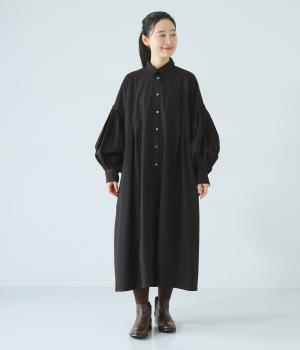 ハイボリュームスリーブワンピース(ブラック-F)