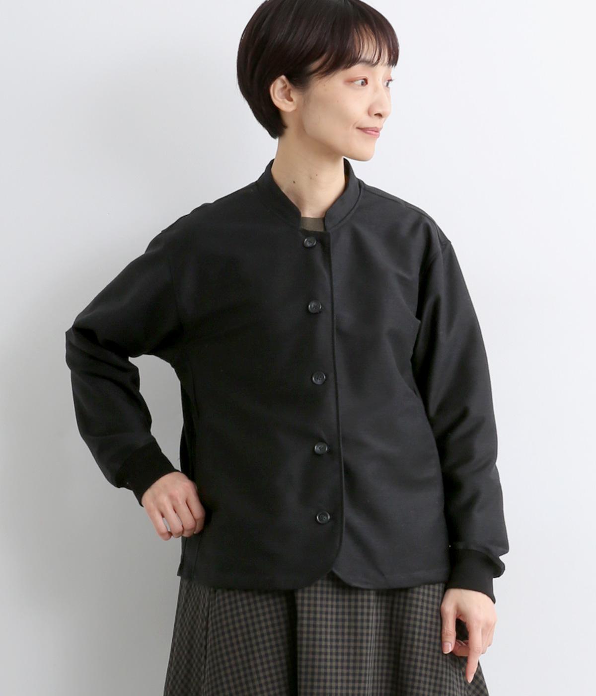 カルゼニットマオカラーワークジャケット(ブラック-F)