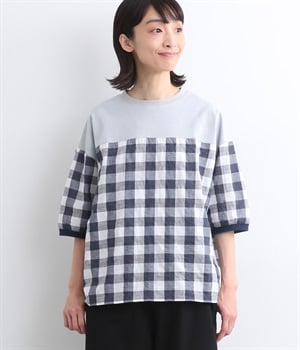 コットンシャーリングチェック配色ヨークチェックプルオーバー(グレイッシュグレー-ONESIZE)