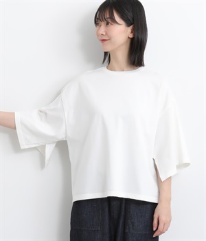 コットンスワイ天竺スリーブスリットプルオーバー(オフホワイト-ONESIZE)