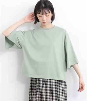 コットンスワイ天竺スリーブスリットプルオーバー(ミントグレー-ONESIZE)