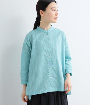 60sローン切替ブラウス(アクア-F)