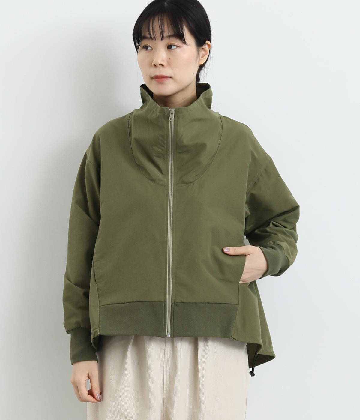 コットンナイロンクロスAラインブルゾン(カーキ-F)