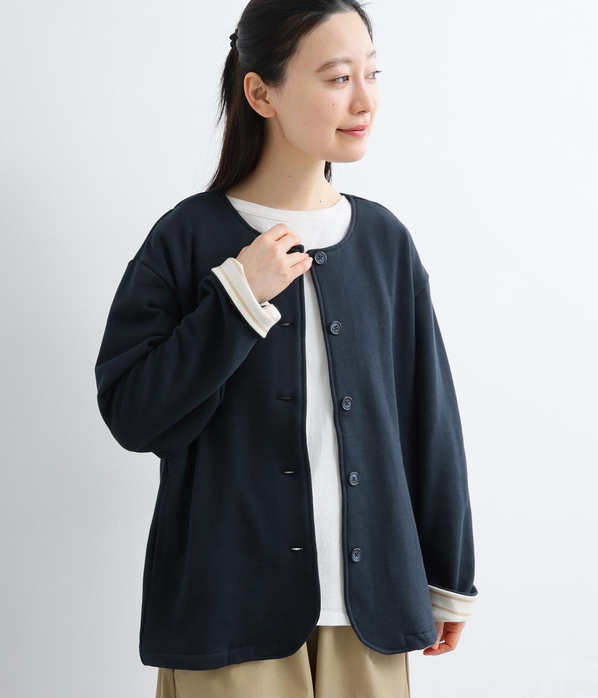 セントラル裏毛クルーネックジャケット(ネイビー-F)
