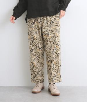 コットンビエラ起毛植物柄イージーペグトップパンツ