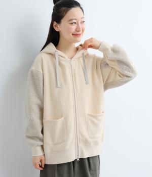 プードルパイルZIPパーカ(ベージュ×ナチュラル-F)