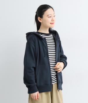 セントラル裏毛ブークレーフードZIPパーカー(ネイビー×ネイビー-F)