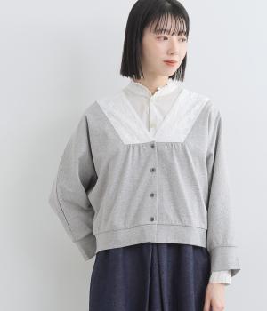 14/BD天竺レース襟カーディガン