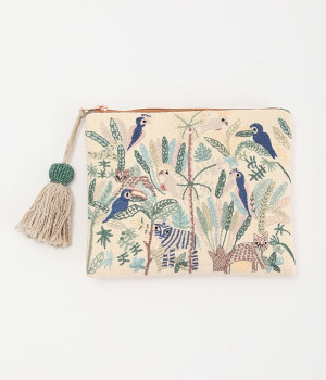 ジャングル刺繍ポーチ