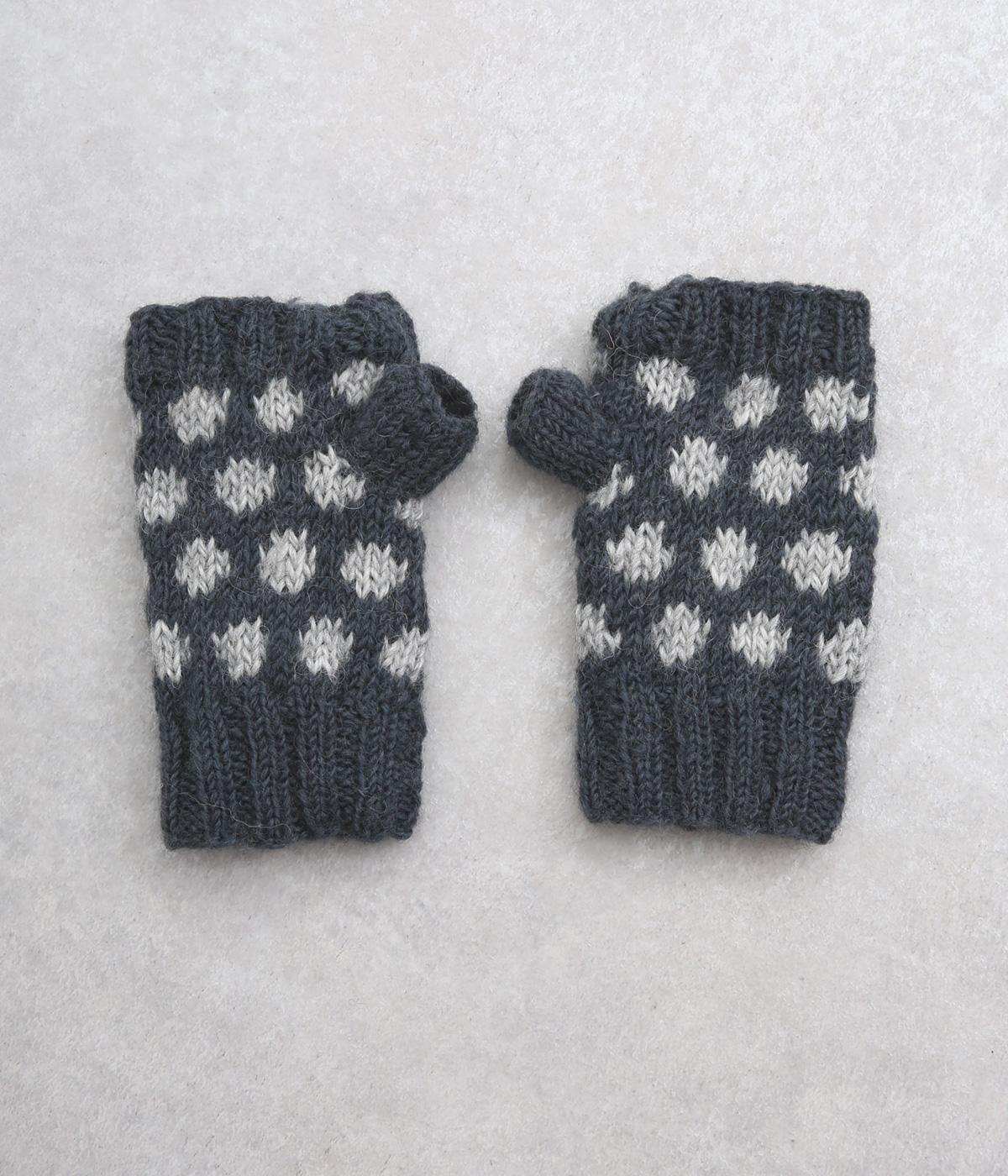 ドットパターンショートハンドウォーマー(グレー-F)