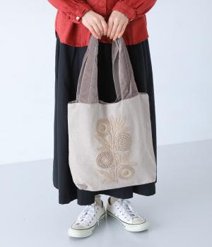 フラワー刺繍トート(ベージュ-F)