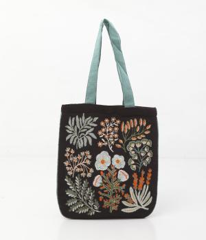 プラント刺繍フラットバッグ