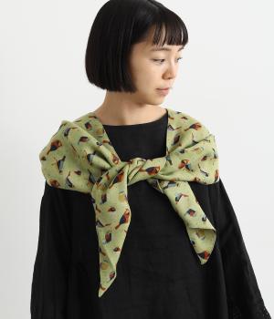 小鳥プリントミニショール