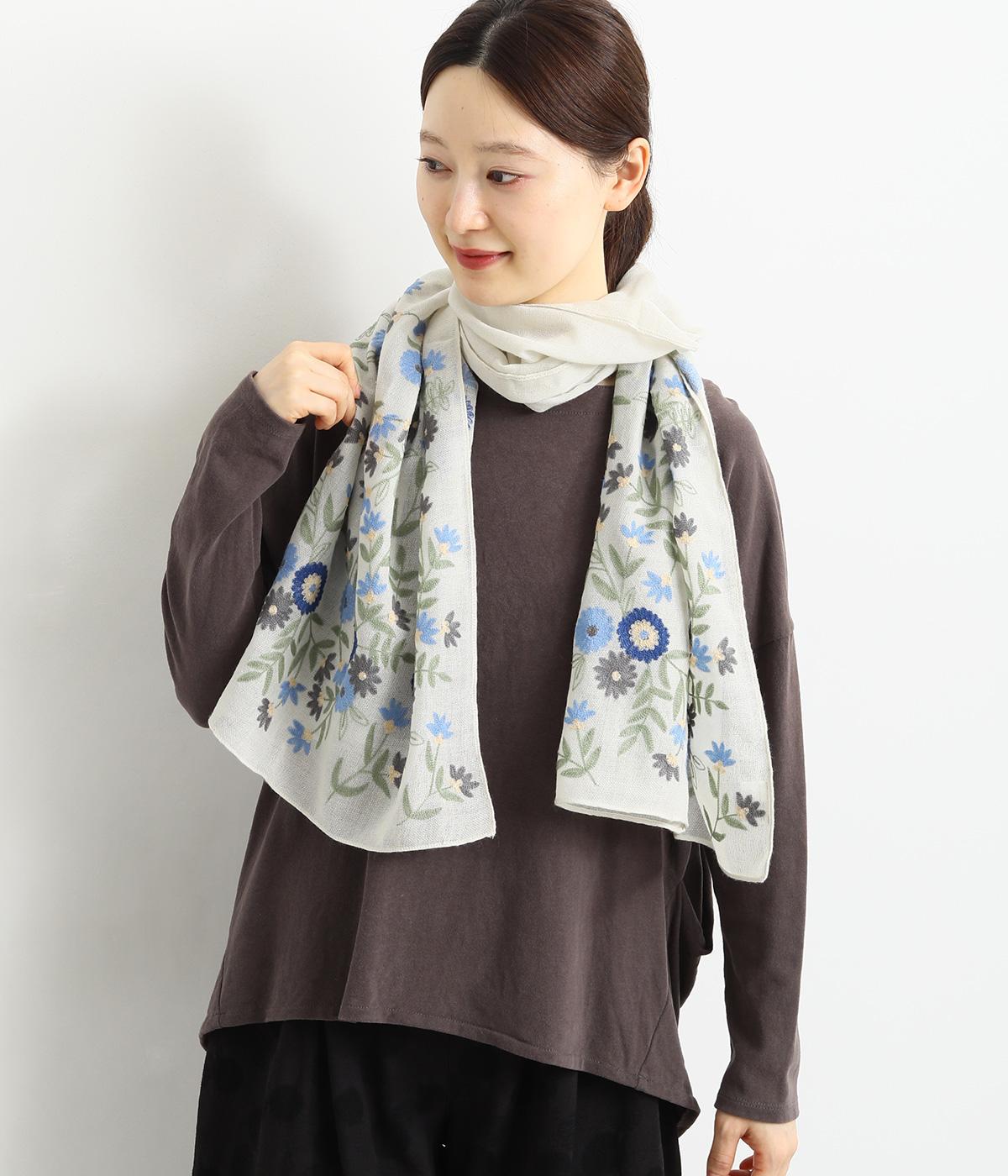 ウール花柄刺繍ショール（artipur）の商品詳細