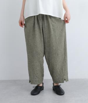 コットンリネンchidori-goushiスリットパンツ