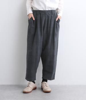 ウィンドウペン・チェックコットンラフパンツ(チャコール-ONESIZE)